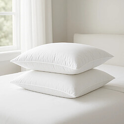 Mortreux Lot de 2 oreillers blancs - Moelleux - 50x70 - Coton bio - 40012