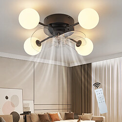 ZMH Ventilateur de plafond 6 vitesses silencieux avec éclairage télécommande (Sans Ampoule)