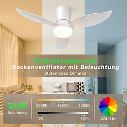 ZMH Ventilateur de plafond avec éclairage 6 vitesses silencieux avec télécommande