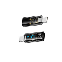 INF Adaptateur USB-C Mâle vers USB-C Femelle 140W avec Affichage Numérique - Noir Transparent