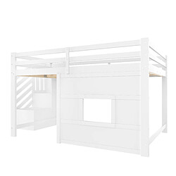 Lit mezzanine 140x200 cm - ONEVER - Lit enfant - blanc pas cher