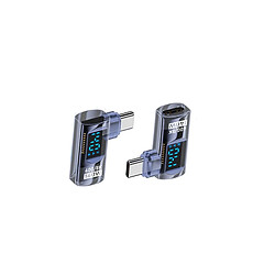 INF Adaptateur USB-C Mâle vers USB-C Femelle 140W avec Affichage Numérique - Bleu Transparent
