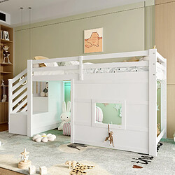 Lit mezzanine 90x200 cm - ONEVER - Lit enfant - blanc
