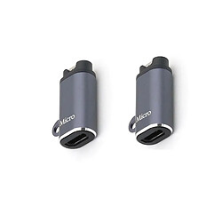 INF Adaptateur Micro USB Femelle vers Connecteur Garmin Montre - Lot de 2, Gris Foncé