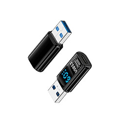 INF Adaptateur USB-A mâle vers Type-C femelle avec affichage numérique - Noir (Lot de 2)
