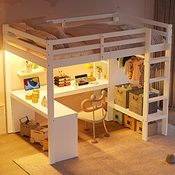 Lit mezzanine 140x200 cm - ONEVER - Lit enfant - blanc