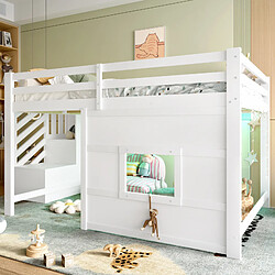 Lit mezzanine 140x200 cm - ONEVER - Lit enfant - blanc