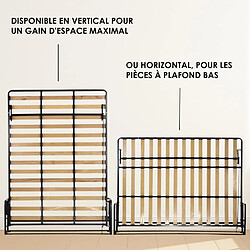 Wallbedking - Lit Escamotable 2 Personnes - 160x200 cm - Vertical - Classique pas cher