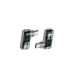 INF Adaptateur USB-C Mâle vers USB-C Femelle 140W avec Affichage Numérique - Noir Transparent