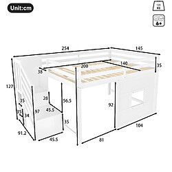 Acheter Lit mezzanine 140x200 cm - ONEVER - Lit enfant - blanc