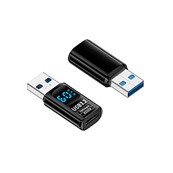 INF Adaptateur USB-A mâle vers Type-C femelle avec affichage numérique - Noir (Lot de 2)