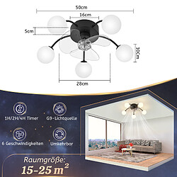 Acheter ZMH Ventilateur de plafond 6 vitesses avec éclairage télécommande (Sans Ampoule)