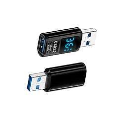 INF Adaptateur USB-A Mâle vers USB-A Femelle avec Affichage Numérique - Noir (Lot de 2)