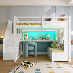 Lit mezzanine 140x200 cm - ONEVER - Lit enfant - blanc