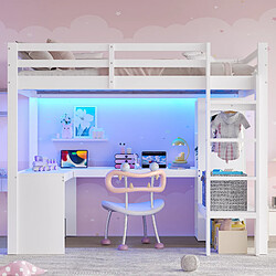 Lit mezzanine 140x200 cm - ONEVER - Lit enfant - blanc