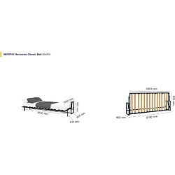 Acheter Wallbedking Lit escamotable Morphy Classic – SizeFlex & TypeFlex (96x200, Horizontal)