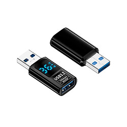 INF Adaptateur USB-A Mâle vers USB-A Femelle avec Affichage Numérique - Noir (Lot de 2)