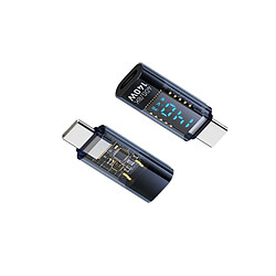 INF Adaptateur USB-C Femelle vers USB-C Mâle 140W avec Affichage Numérique - Bleu Transparent