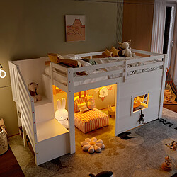 Lit mezzanine 90x200 cm - ONEVER - Lit enfant - blanc