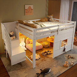 Lit mezzanine 140x200 cm - ONEVER - Lit enfant - blanc