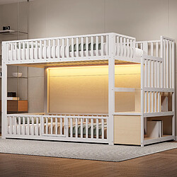 Lit superposé 90x200 cm - ONEVER - éclairage LED intégré - blanc