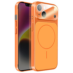 Avizar Coque pour iPhone 14 Compatible MagSafe Finition AG Glass Mate Orange
