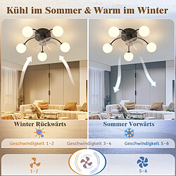 ZMH Ventilateur de plafond 6 vitesses avec éclairage télécommande (Sans Ampoule) pas cher