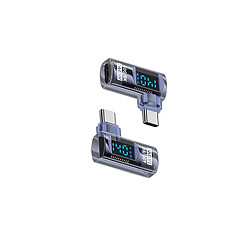INF Adaptateur USB-C Mâle vers USB-C Femelle 140W avec Affichage Numérique - Bleu Transparent