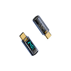 INF Adaptateur USB-C Mâle vers USB-C Femelle 240W avec Affichage Numérique - Bleu Transparent