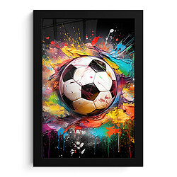 Muchowow Affiche encadrée Football - 20x30 cm Football - Peinture - Couleurs - Noir - Blanc 20x30 cm