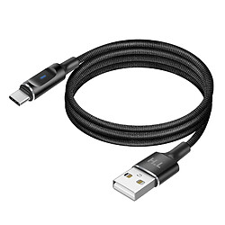 Avizar Câble USB-A vers USB-C avec LED et Charge Stable 2.4A Nylon Tressé 1.5m Noir