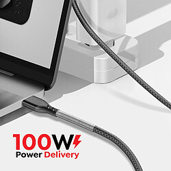 Forcell Câble USB-C vers USB-C 100W Power Delivery 3.0 Tressé Carbone 1m Noir pas cher
