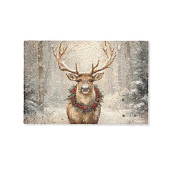 MuchoWow PAILLASSON Noël - Renne - Hiver - Couronne 90x60 cm