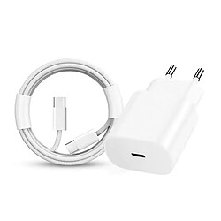 PHONECARE Base Chargeur Fastcharge 35W Type C+Câble Type C 60W 1M Pour Apple iPhone 17e -Blanc