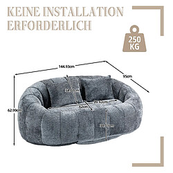 Smartue Canapé Compressé 2 places en tissu chenille, avec 2 coussins, Gris