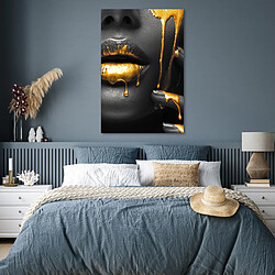 Avis Muchowow Femme Noir Or Visage Lèvres - 80x120 cm