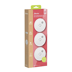 Alecto Lot de 3 Détecteurs de Fumée sans fil 433 MHz 85dB Pile 10 ans EN14604 Blanc pas cher