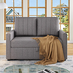 modfu Canapé convertible 2 places pliant gris vieilli à dossier réglable avec 2 coussins