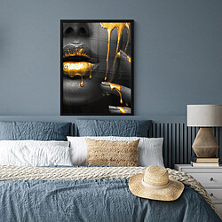 Avis Muchowow Femme Noir Or Visage Lèvres - 60 x 80 cm