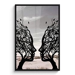 Muchowow Affiche encadrée art moderne - 80 x 120 cm Plage - Mer - Personnes - Arbre - Art moderne 80x120 cm