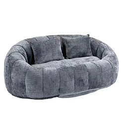 Smartue Canapé Compressé 2 places en tissu chenille, avec 2 coussins, Gris