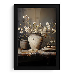 Muchowow Affiche encadrée Nature morte fleurs - 20x30 cm Nature morte - Fleurs - Bouquet - Vase - Vin 20x30 cm