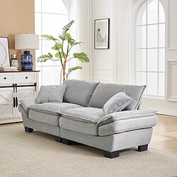 modfu Canapé droit 2 places en velours gris clair avec coussins