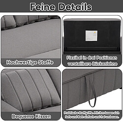 modfu Canapé convertible 2 places pliant gris vieilli à dossier réglable avec 2 coussins