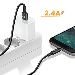 Avizar Câble USB-A vers Micro-USB avec LED et Charge Stable 2,4A Nylon Tressé 1,5m Noir pas cher
