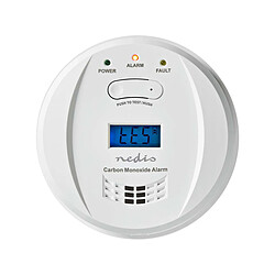 Nedis Détecteur de Monoxyde de Carbone avec Alarme 85dB et Écran LCD Bouton Test Hush Blanc