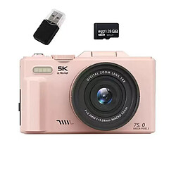 Appareil Photo Numérique 5K 75MP VURAHOME CL08 Écran 3" Zoom 18X 128Go WIFI Rose