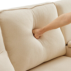 Acheter modfu Canapé droit 4 places en lin beige avec console, porte-gobelets et ports usb