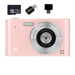 Appareil Photo Numérique VURAHOME C15 1080P Zoom 16X Écran 2,4" 128Go Rose