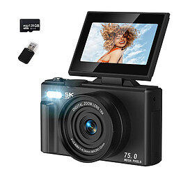 Appareil Photo Numérique 5K 75MP VURAHOME CL08 Écran 3" Zoom 18X 128Go WIFI Noir